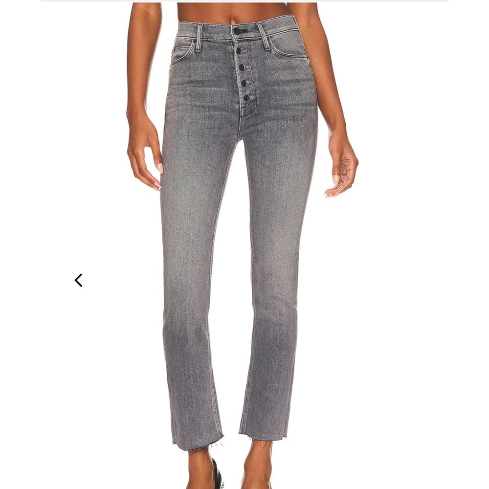 EUC Mother The Pixie Dazzler Ankle Fray High Rise Button Fly Jeans Sz 29 Gray